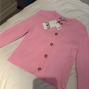 Zara Pink Cardigan with Gold Buttons